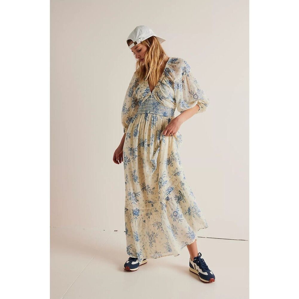 Free People Blue Floral Maxi Dress